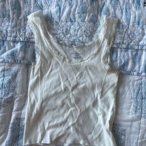 Brandy Melville White Lace Trim Tank Top